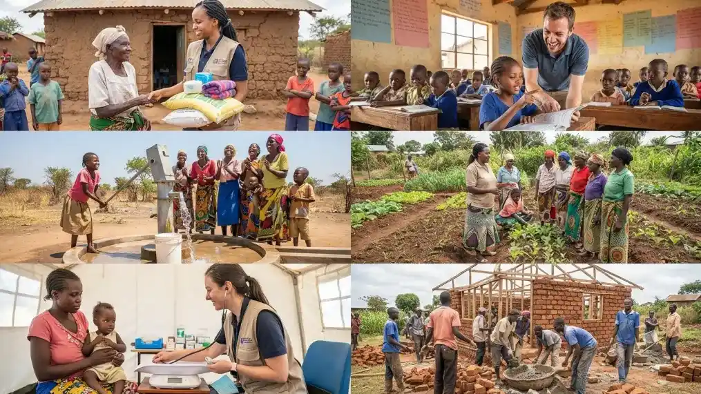 Areas of Activity of HilfalFudul Foundation including education, humanitarian aid, and community development projects