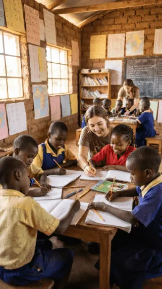Children participating in educational and community support activities through orphan support programs