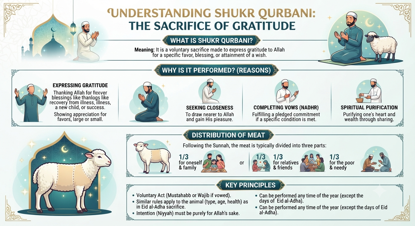What is the qurban of shukr and why a inographic visual fit for the theme that is cut